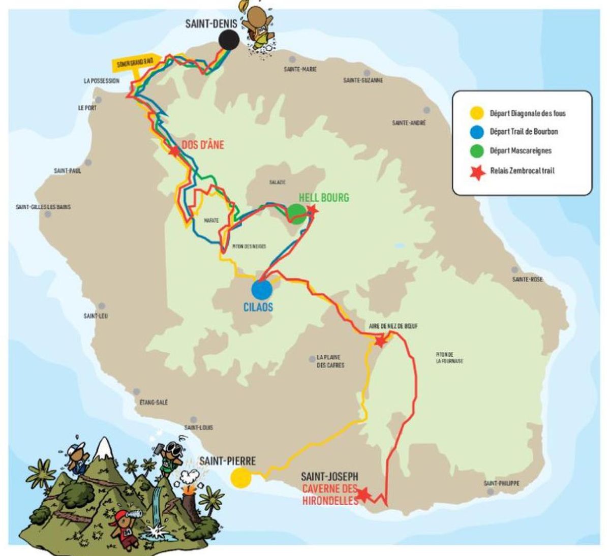 Carte de la Diagonale des Fous à la Réunion