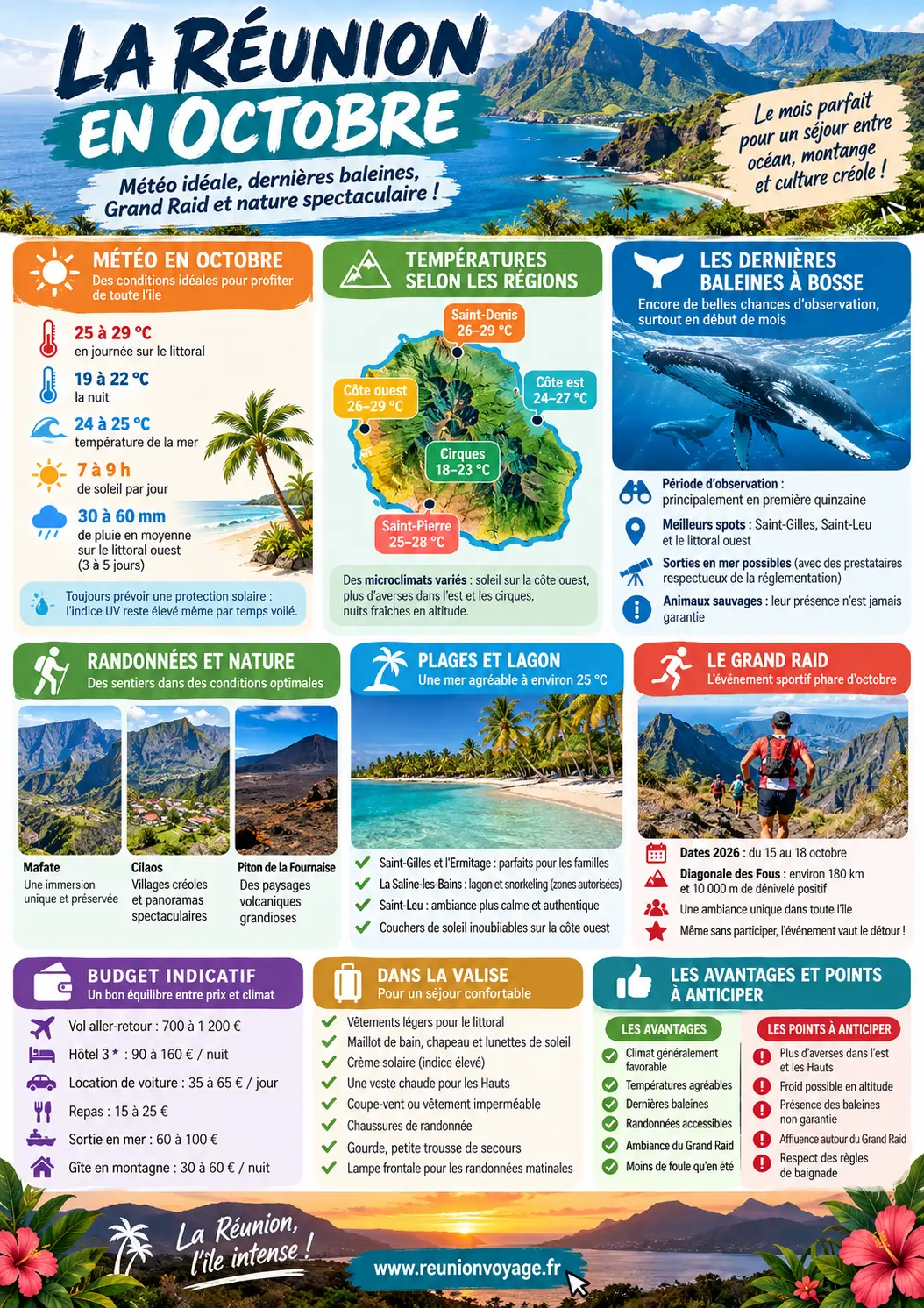 La Réunion en octobre : météo, dernières baleines, Grand Raid et conseils de voyage